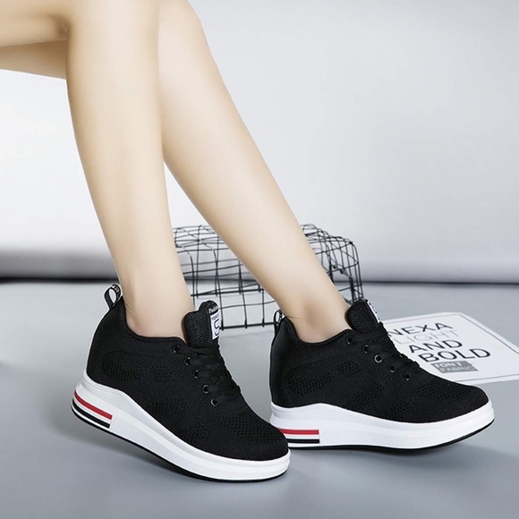 Shoes Black Knit Platform Hidden Wedges Sneaker Poshmark